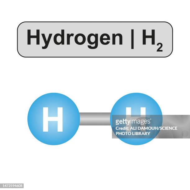 hydrogen molecule, illustration - gas stock illustrations