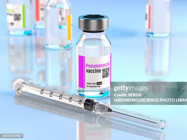 pneumococcal vaccine, illustration - vaccine vials stock illustrations