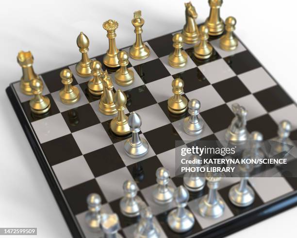 chess game, illustration - 3d chess stock illustrations