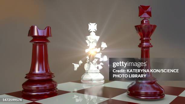 destruction of a chess king, conceptual illustration - checkmate stock illustrations