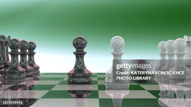 chess pawns, illustration - 3d chess stock illustrations