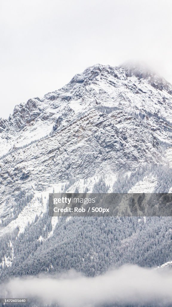 Scenic view of snowcapped mountains against sky,Golden,British Columbia,Canada
