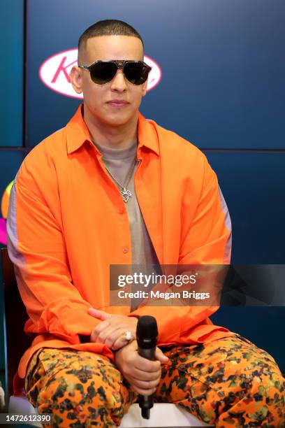 Rapper Daddy Yankee speaks to the media during a press conference prior to the World Baseball Classic at loanDepot park on March 10, 2023 in Miami,...