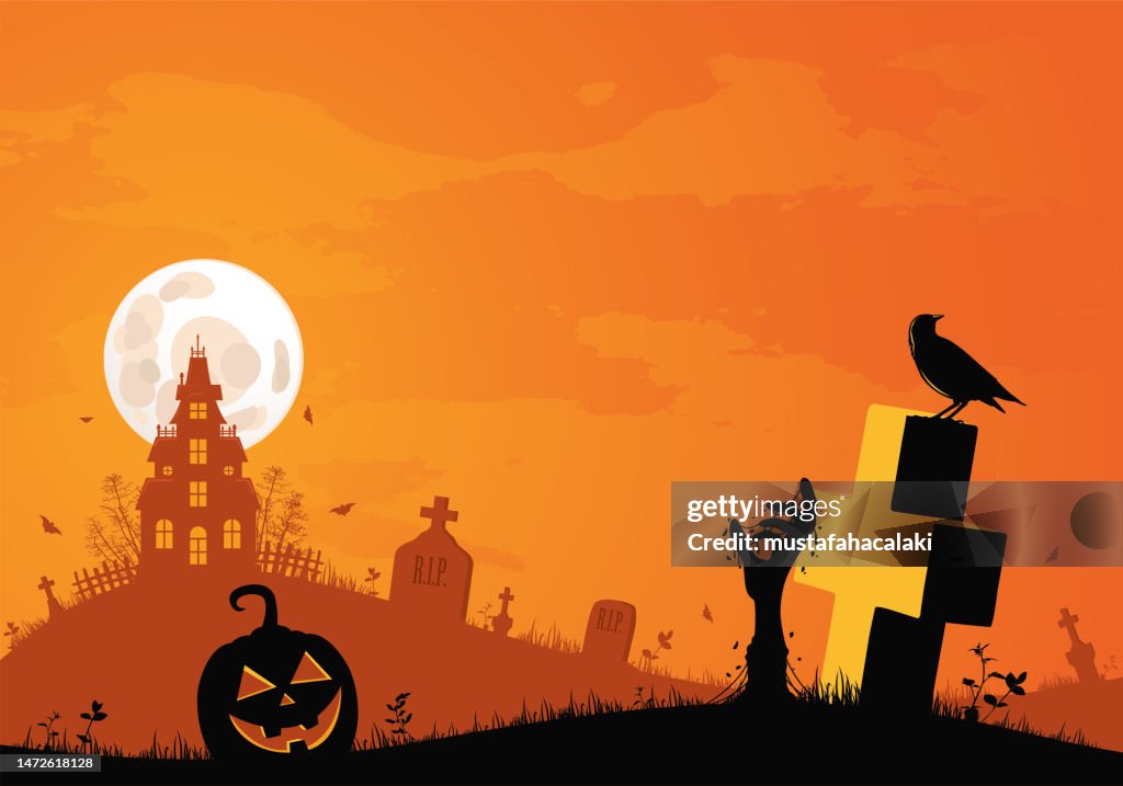 Orange spooky Halloween background