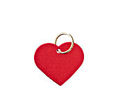 Red metal heart-shaped tag