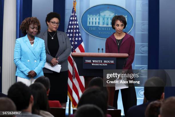 White House Press Secretary Karine Jean-Pierre, Office of Management and Budget Director Shalanda Young and Chair of the Council of Economic Advisers...