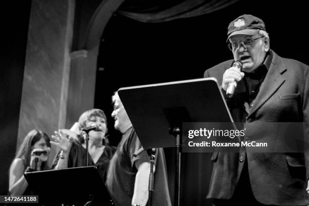 Singers Diana Mangano, Linda Imperial, musicians David Freiberg and Nick Gravenites sing the music of the late Jim McPherson in whose honor a concert...