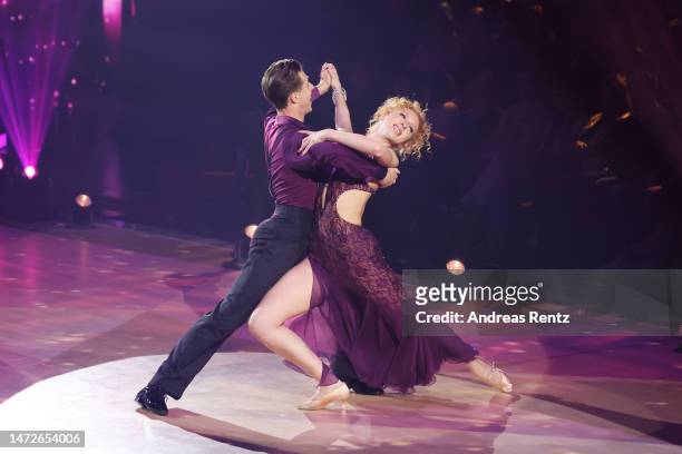Anna Ermakova and Valentin Lusin perform during the third "Let's Dance" show at MMC Studios on March 10, 2023 in Cologne, Germany.