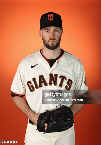 Pitcher Alex Wood of the San Francisco Giants poses for a portrait during the MLB photo day at Scottsdale Stadium on February 24, 2023 in Scottsdale,...