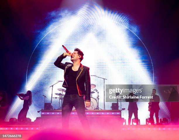 Brendon Urie of Panic! At The Disco performs their final ever show at Manchester Arena on March 10, 2023 in Manchester, England.