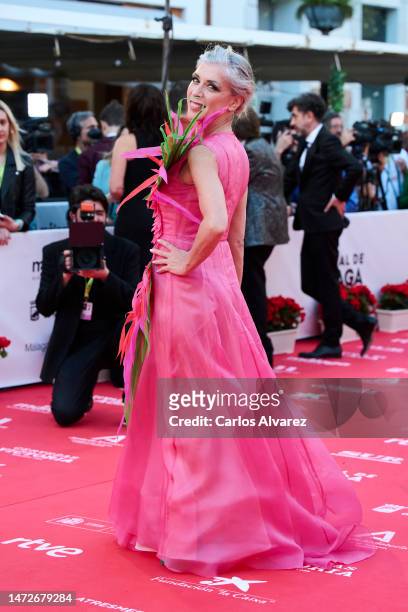 Eva Isanta attends the opening Gala photocall at the Cervantes Theater on March 10, 2023 in Malaga, Spain.