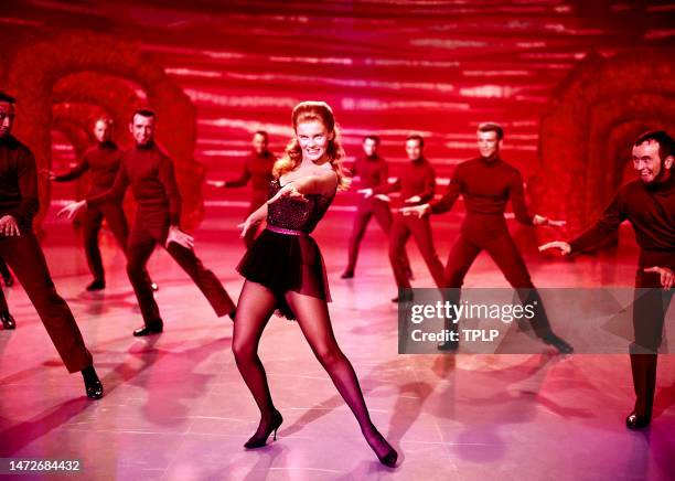 Swedish-American actress, singer, and dancer Ann-Margret sings Isn't It Kinda Fun on the set of the 1962 American musical film State Fair in New...