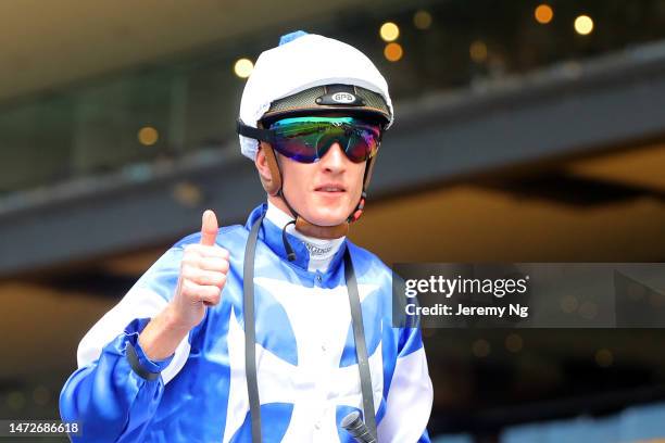 Chad Schofield riding Lancaster Bomber wins Race 1 Midway during Chandon Ladies Day, Sydney Racing at Rosehill Gardens on March 11, 2023 in Sydney,...