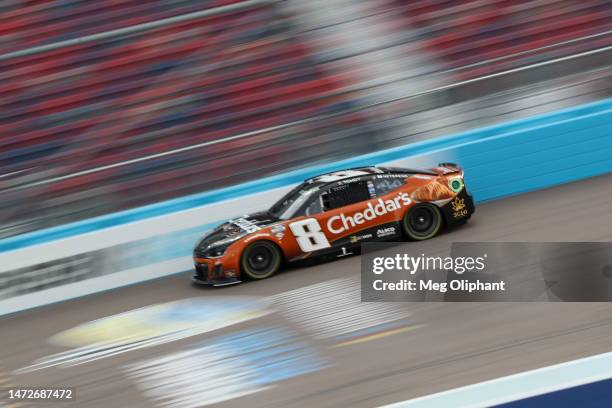 Kyle Busch, driver of the Cheddar's Scratch Kitchen Chevrolet, drives during practice for the NASCAR Cup Series United Rentals Work United 500 at...