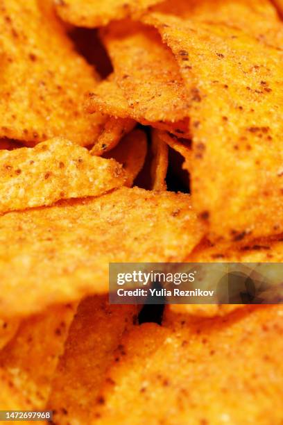 close-up of tortilla chips - tortilla chip stock-fotos und bilder