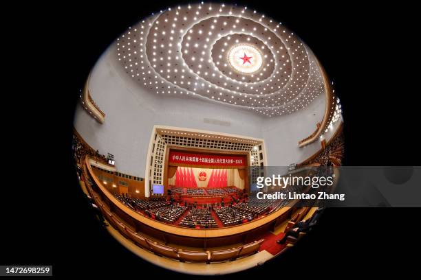 The general view of the opening of the fourth plenary session of the National People's Congress on March 11, 2023 in Beijing, China. China's annual...
