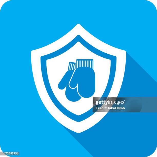 shield snow mitts icon silhouette - wool gloves stock illustrations