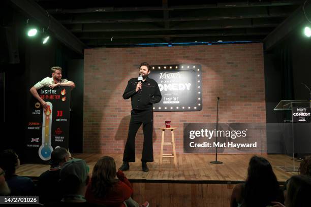 Harry Jowsey and Nick Thune perform onstage at Variety Power of Comedy Presented By Inspire Brands at The Creek and The Cave on March 10, 2023 in...