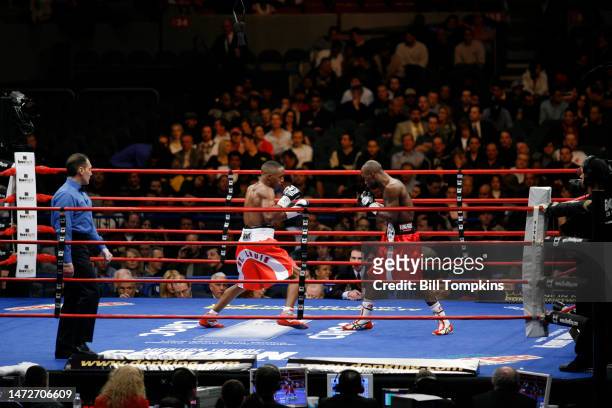 Devon Alexander defeats DeMarcus Corley by Unaimous Decision during their Super Lightweight fight at Madison Square Garden on January 19, 2008 in New...