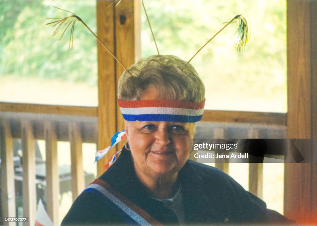 Funny Grandmother, Mother Funny Family Photograph, Candid Family Party Fourth of July 4th Celebration