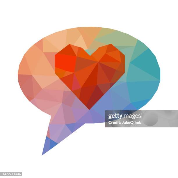 heart in a speech bubble low poly colorful 1 - passionate speech stock illustrations