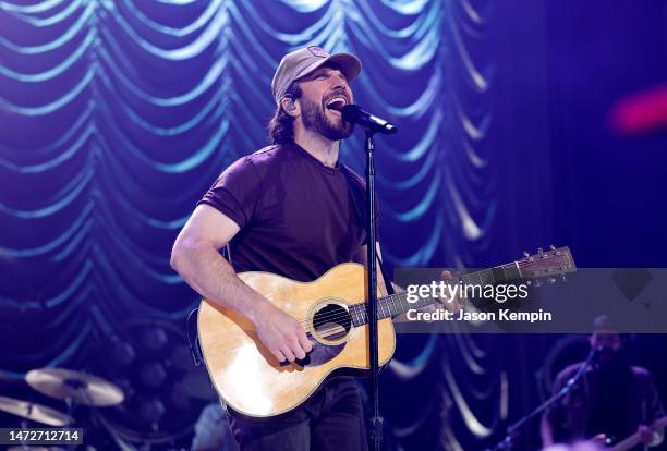 Singer & songwriter Sam Hunt performs at the Ryman Auditorium on March 10, 2023 in Nashville, Tennessee.