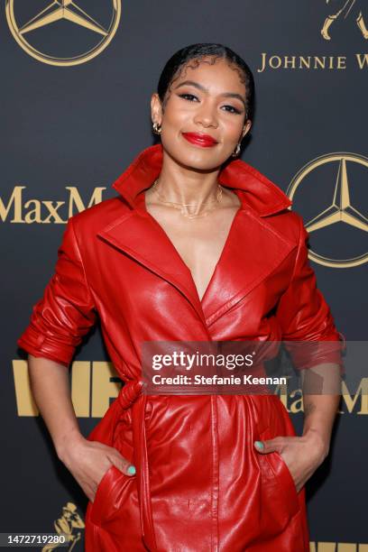 Jaz Sinclair attends the 16th Annual WIF Oscar® Party Presented By Johnnie Walker, Max Mara, And Mercedes-Benz on March 10, 2023 in Los Angeles,...