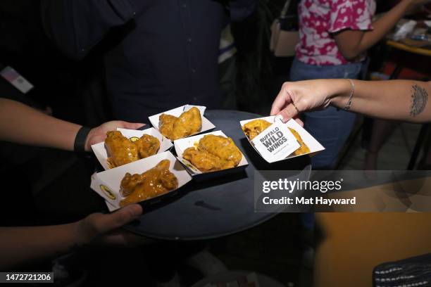 Buffalo Wild Wings are seen during the Variety Power Of Comedy Presented By Inspire Brands at The Creek and The Cave on March 10, 2023 in Austin,...
