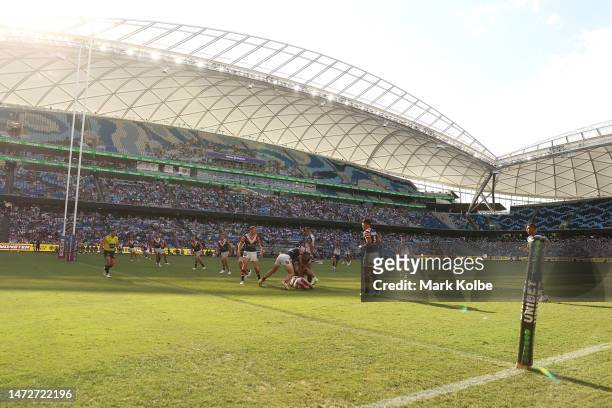 General view is seen during the round two NRL match between the Sydney Roosters and the New Zealand Warriors at Allianz Stadium on March 11, 2023 in...
