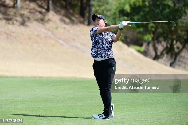 Mao Nozawa of Japan hits her third shot during the third round of Meiji Yasuda Life Insurance Ladies Yokohama Tire Golf Tournament at Tosa County...