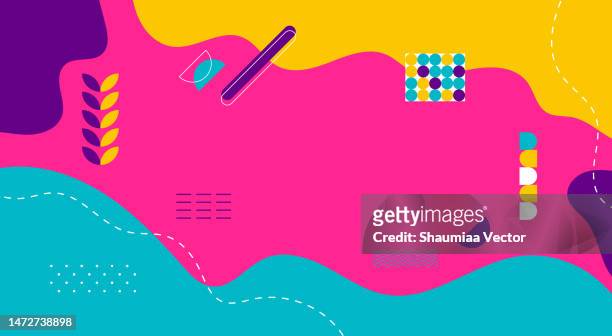 minimalistic colourful geometry abstract vector pattern design on blue background - pop music background stock illustrations