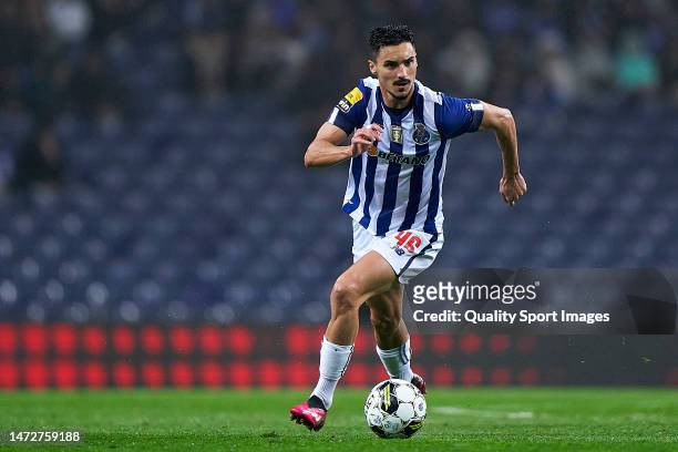 Stephen Eustaquio of FC Porto in action during the Liga Portugal Bwin match between FC Porto and GD Estoril Praia at Estadio do Dragao on March 10,...