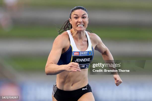 Michelle Jenneke of Australia competes in the Women's 100m Hurdles Final during the 2023 Sydney Track Classic at Sydney Olympic Park Athletic Centre...