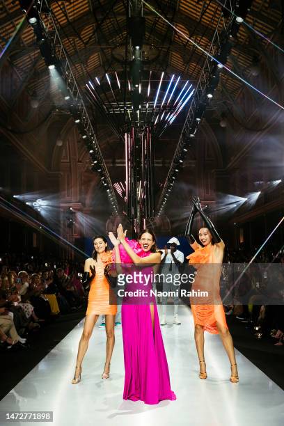 Jesinta Franklin in the finale of the Closing Runway at Melbourne Fashion Festival on March 11, 2023 in Melbourne, Australia.