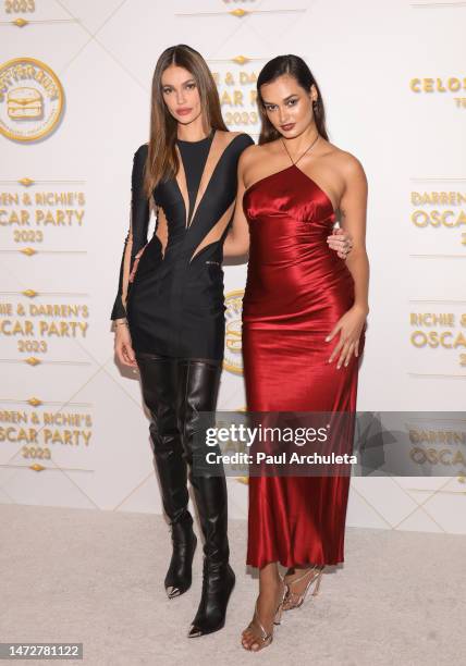 Fashion Models Mari Fonseca and Gizele Oliveira attend the Darren Dzienciol And Richie Akiva's Annual Oscar Pre-Party at Private Residence on March...