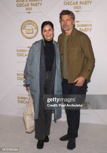 Actor Nikolaj Coster-Waldau and his Wife Nukaka Coster-Waldau attend the Darren Dzienciol And Richie Akiva's Annual Oscar Pre-Party at Private...