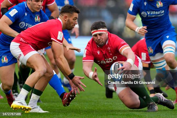 Wyn Jones of Wales in action during the Six Nations Rugby match between Italy and Wales at Stadio Olimpico on March 11, 2023 in Rome, Italy.