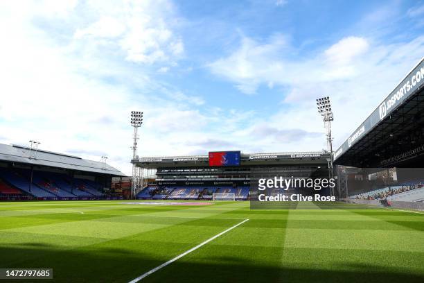 General view inside the stadium prior to the Premier League match between Crystal Palace and Manchester City at Selhurst Park on March 11, 2023 in...