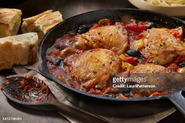 italian braised chicken thigh cacciatore - thigh stock pictures, royalty-free photos & images