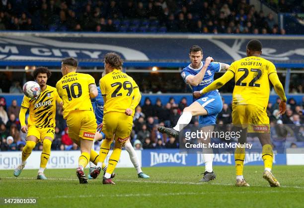 Kevin Long of Birmingham City scores the side's second goal during the Sky Bet Championship between Birmingham City and Rotherham United at St...
