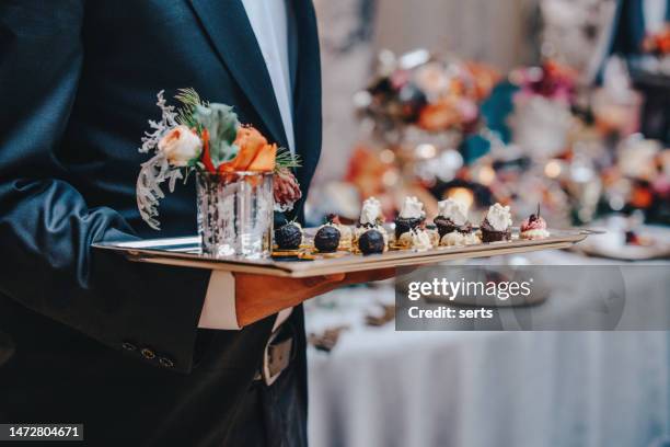 luxury delicious appetizer serving - wedding of prince nikolaos and miss tatiana blatnik wedding service stockfoto's en -beelden