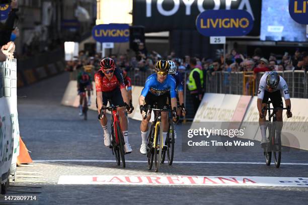 Tao Geoghegan Hart of The United Kingdom and Team INEOS Grenadiers, Primoz Roglic of Slovenia and Team Jumbo - Visma - Blue Leader Jersey, Enric Mas...