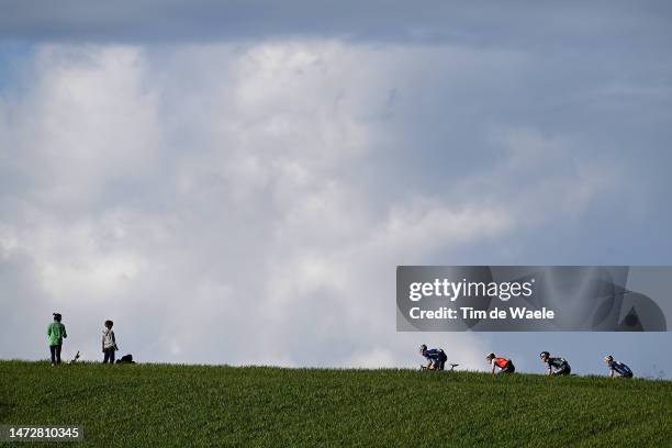 Carlos Verona Quintanilla of Spain and Movistar Team, Guillaume Martin of France and Team Cofidis, Aleksandr Vlasov of Russia and Team BORA –...