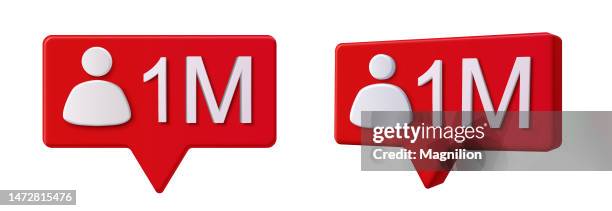 1 million follower and notification icons. social media vector icon - number 1 million stock illustrations