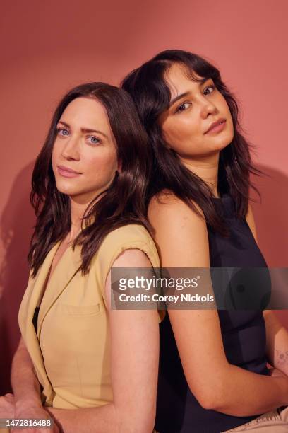 Brittany Snow and Courtney Eaton visit the IMDb Portrait Studio at SXSW 2023 on March 11, 2023 in Austin, Texas.