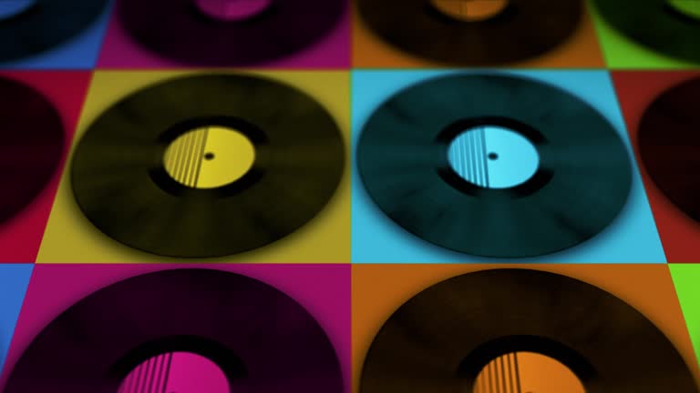 Disc Color Background Spinning vinyl discs on simple colors background. Seamless looping ...