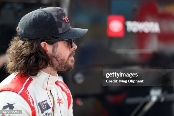 Ryan Truex, driver of the Toyota Genuine Parts Toyota, looks on during practice for the NASCAR Xfinity Series United Rentals 200 at Phoenix Raceway...