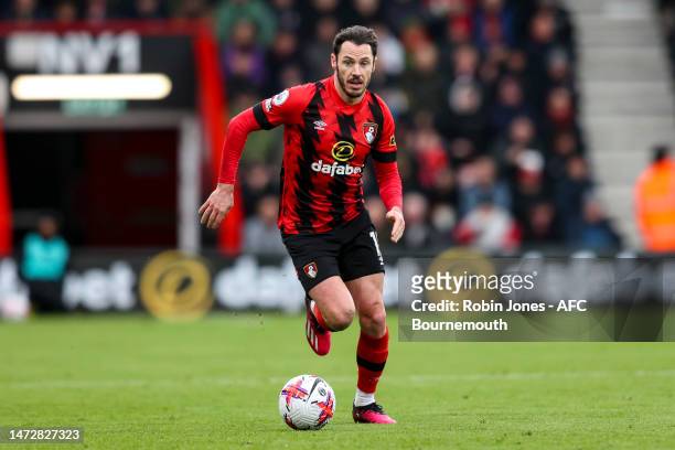 Adam Smith of Bournemouth during the Premier League match between AFC Bournemouth and Liverpool FC at Vitality Stadium on March 11, 2023 in...