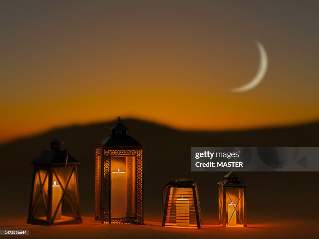 Ramadan lanterns in desert