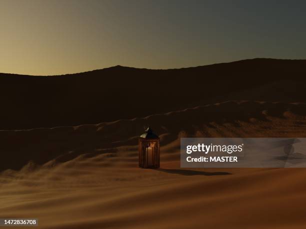 ramadan lanterns in desert - ramadan dubai stock pictures, royalty-free photos & images